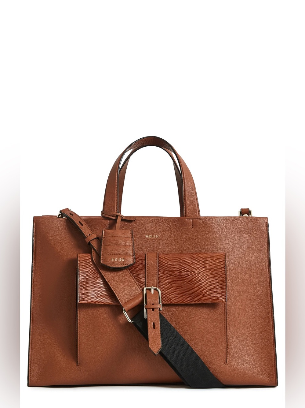 Reiss Large Picton Leather Satchel in the color Deep Hazel